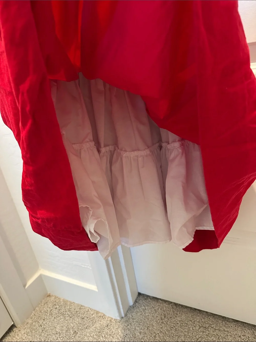 Anavini Red Candy Cane Smocked Peter Pan Collar Kids Dress
